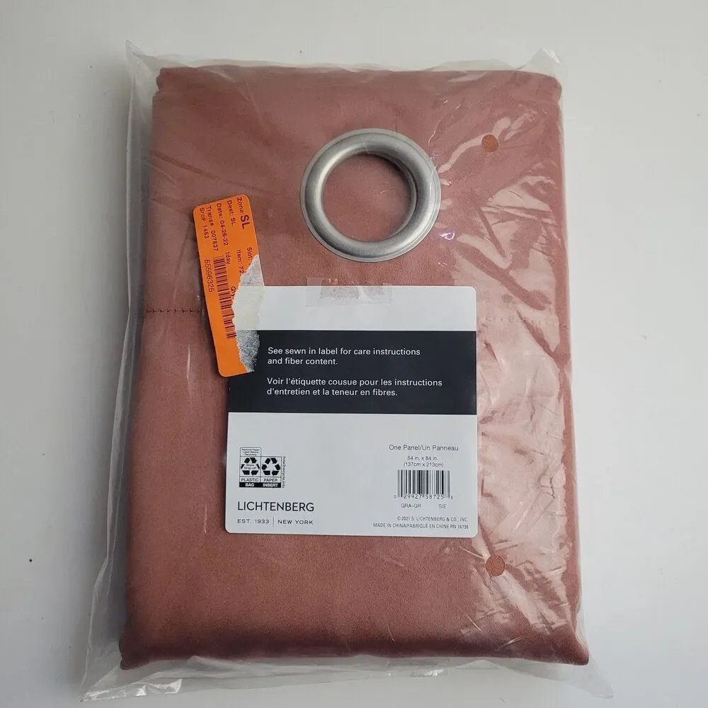 NEW Lichtenberg Grommet Single curtain panel 54x84 inch SIE Orange Color #CT2